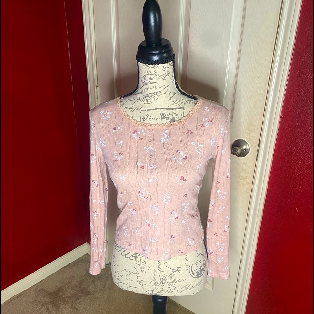 Pink Rose Fitted Long-sleeve